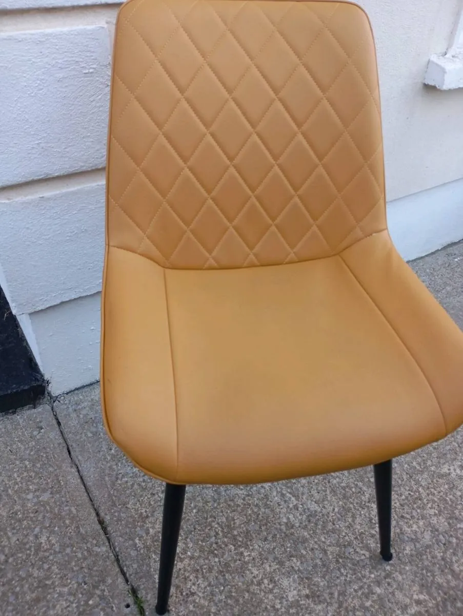 3 mustard colour dining chairs - Image 1