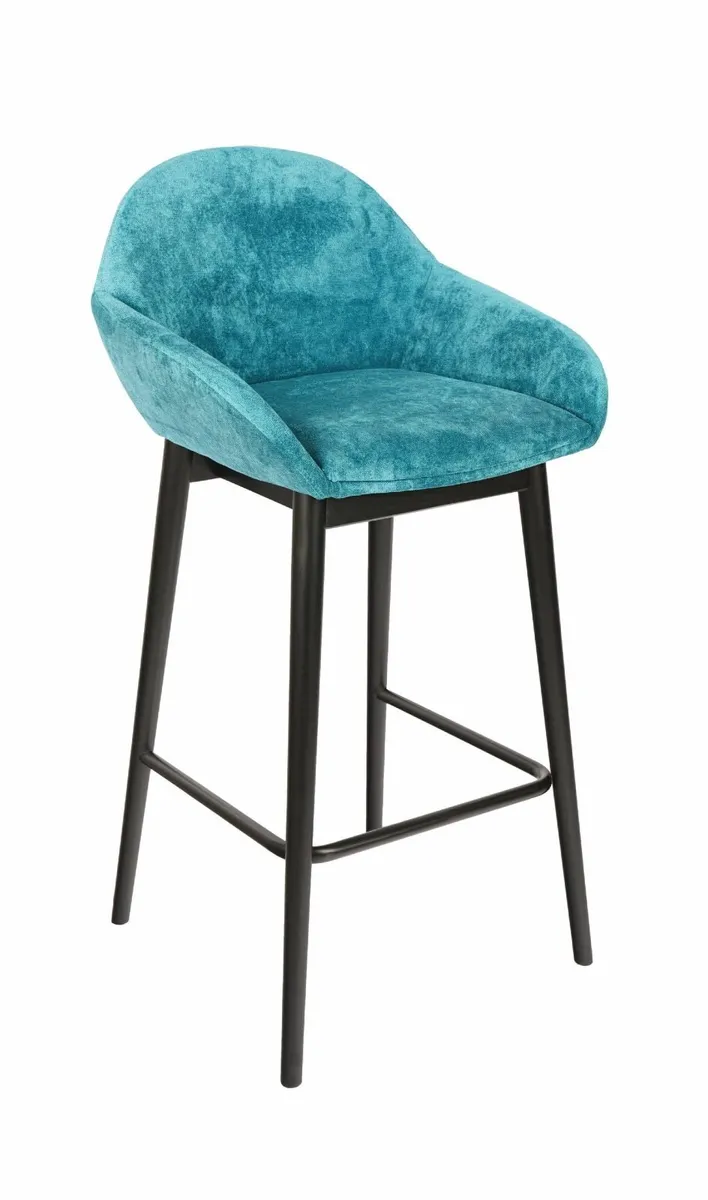 Azure Haven Armrest Stool Luxurious Blue Bucket - Image 1