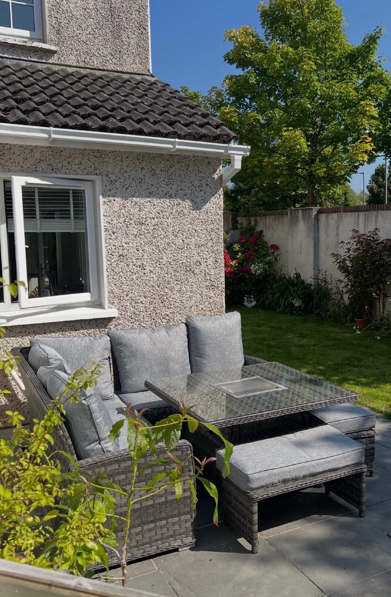 Outdoor corner sofa, table with fire pit and bench - Image 2