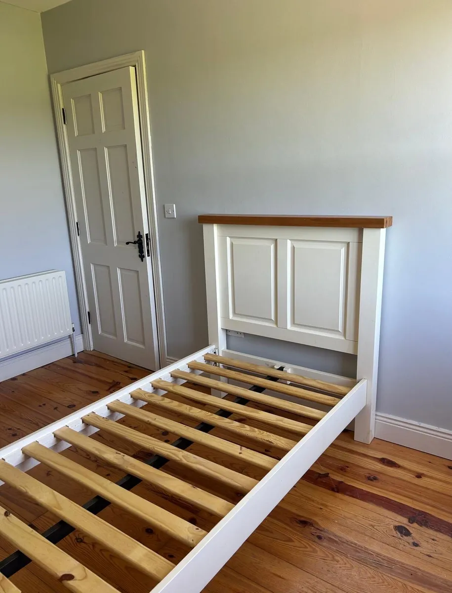Single Cream and Oak BedFrame - Image 2