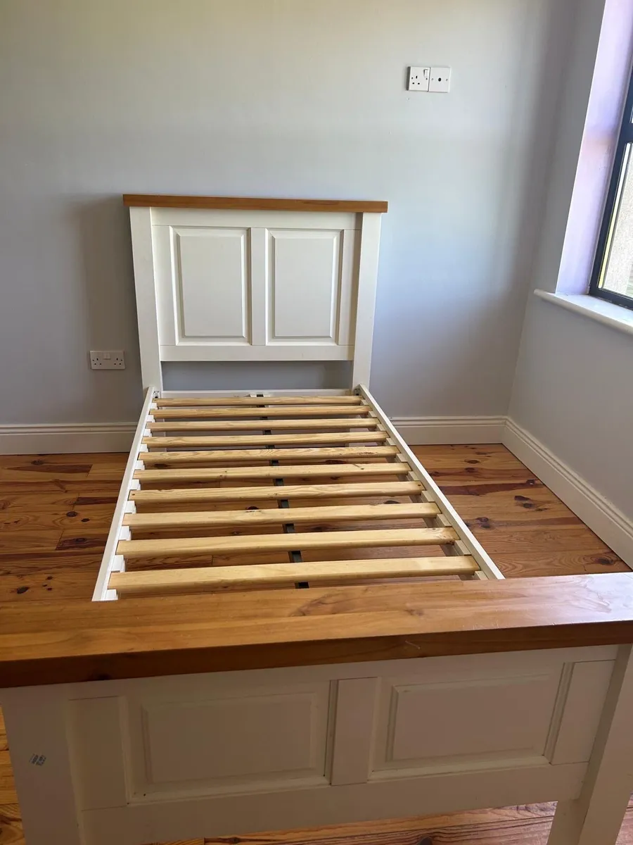 Single Cream and Oak BedFrame - Image 3