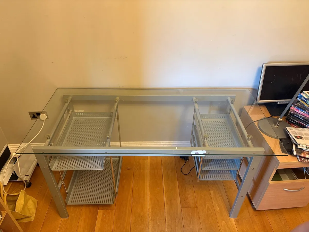 Glass top home office desk - Image 1
