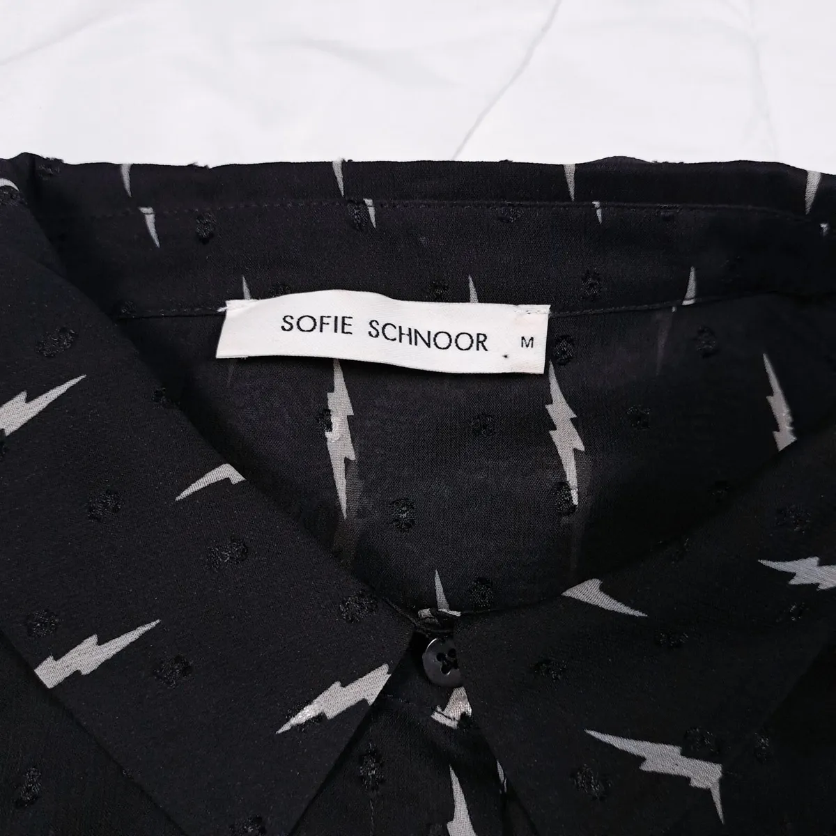 Sofie Schnoor Black Sheer Lightning Shirt Dress M - Image 3