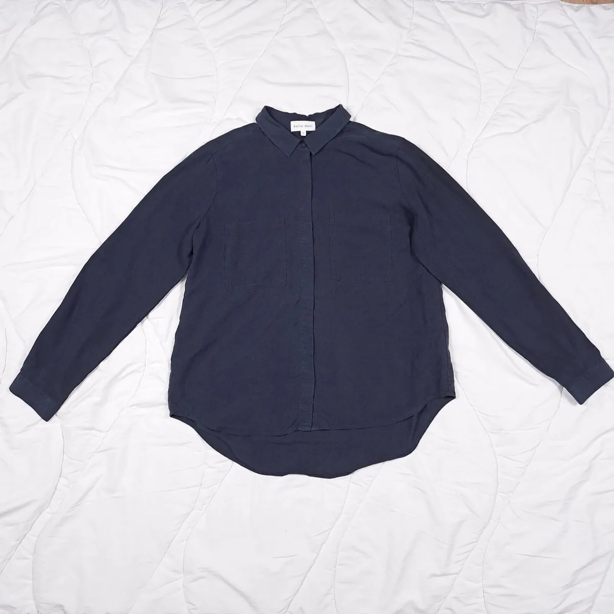 Bella Dahl Navy Blue Long Sleeve Button Up Shirt L - Image 2
