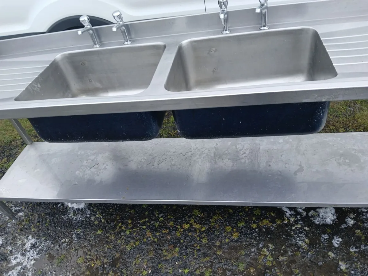 Staneless steel cabbinet double sink unit complete - Image 2