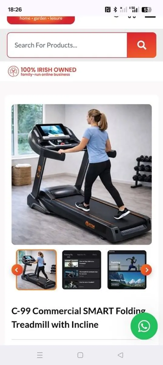 C-99 Commercial SMART Folding Treadmill with Incl - Image 2