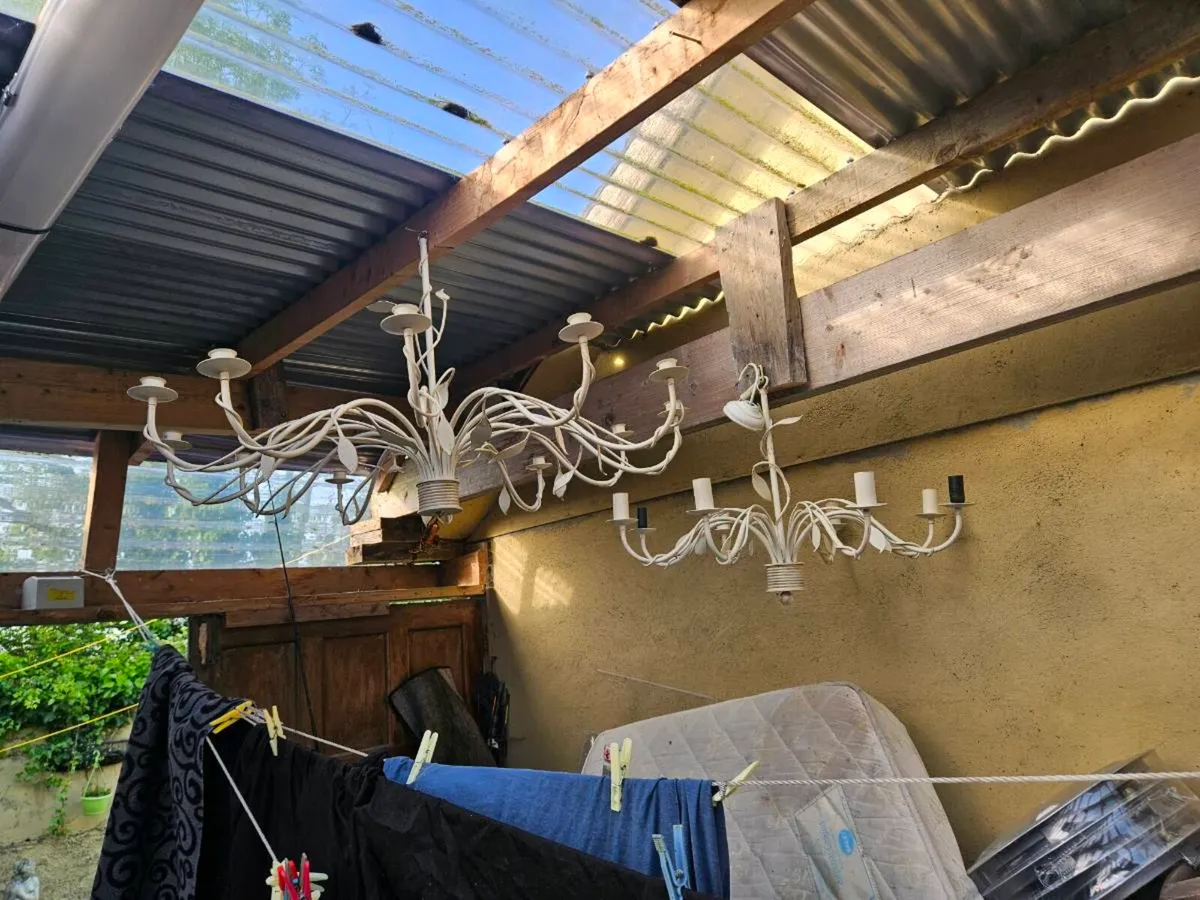 Antique chandalier set up for candles - Image 4