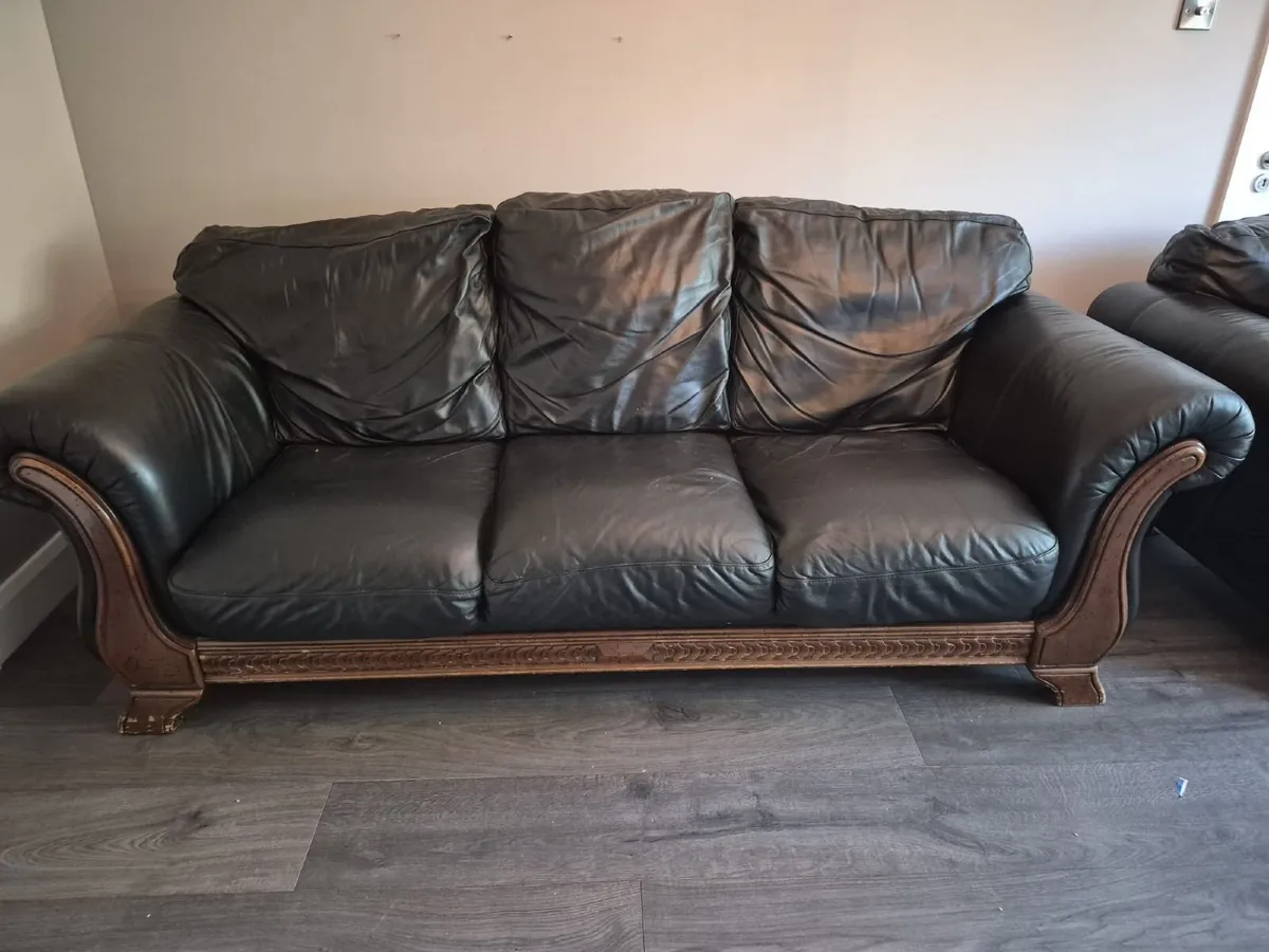 leather couch plus 1 seater - Image 1