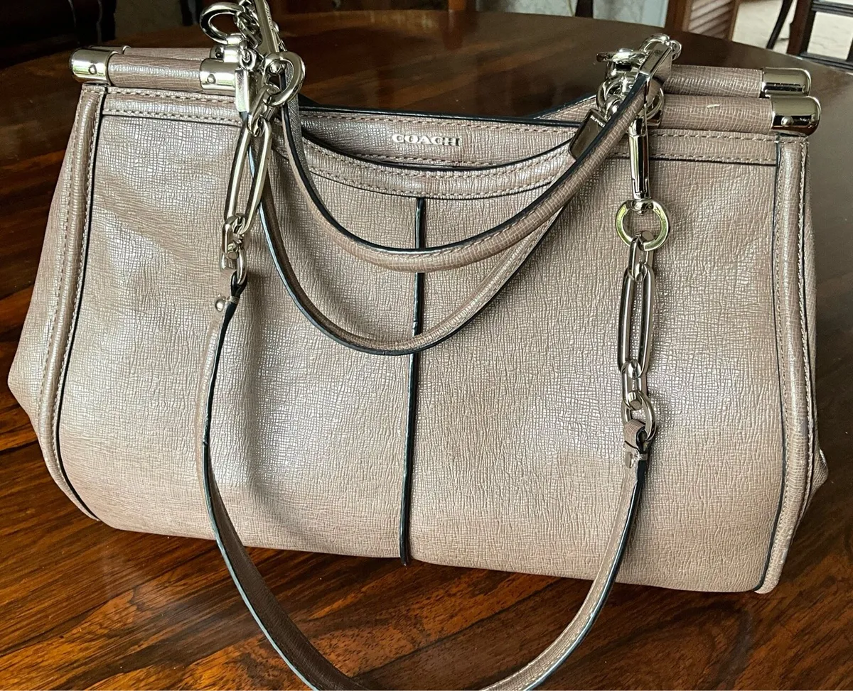 Coach Textured Leather Satchel Handbag - Image 4