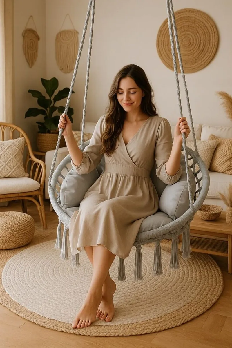 Hanging Swing Chair Stork's Nest for Home Garden - Image 1