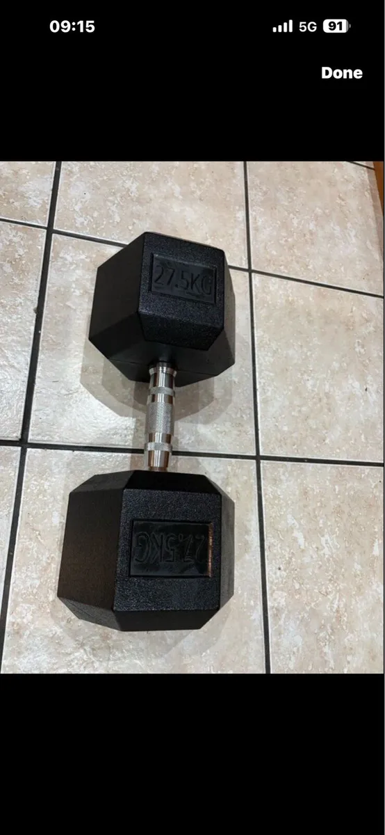 27.5kg Rubber Hex Dumbbell