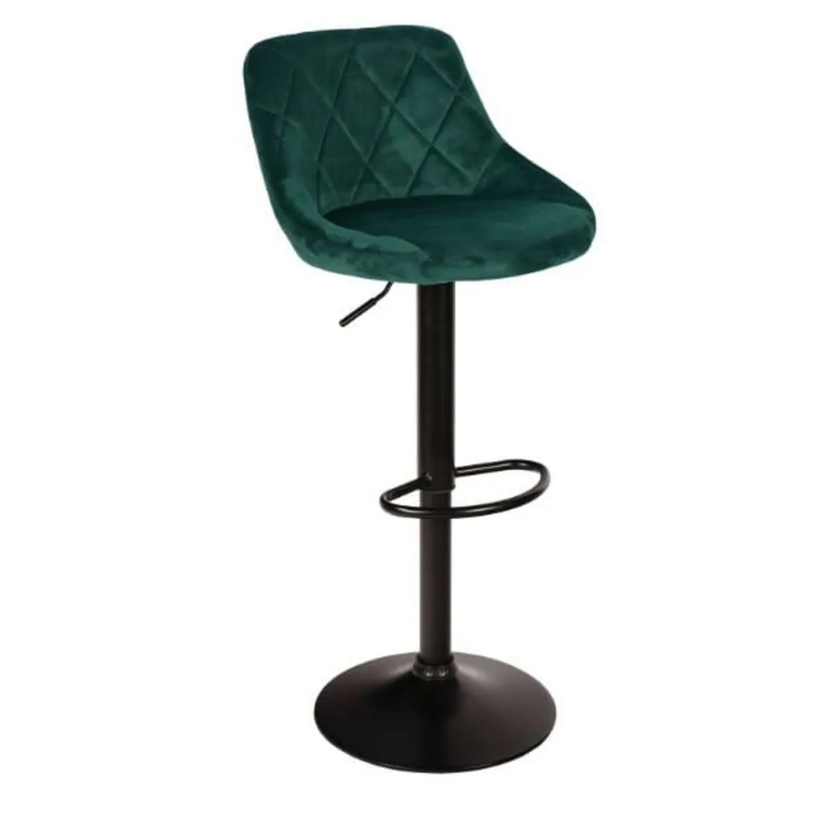 Bar Stool Gold Velvet Seat, Black Metal Base - Image 1