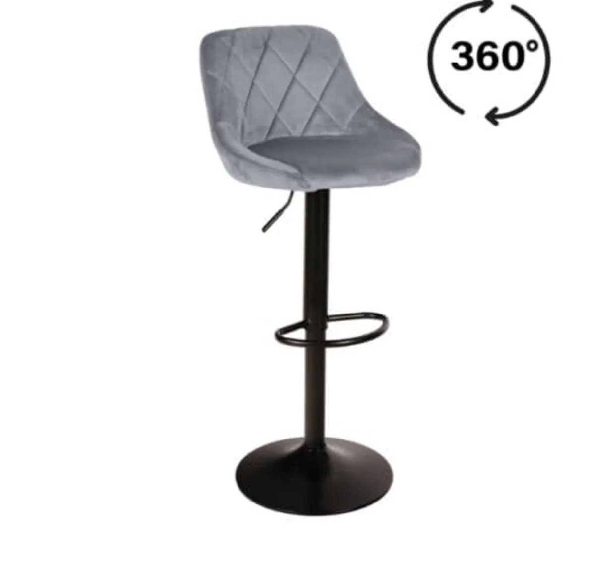 Bar Stool Gold Velvet Seat, Black Metal Base - Image 2