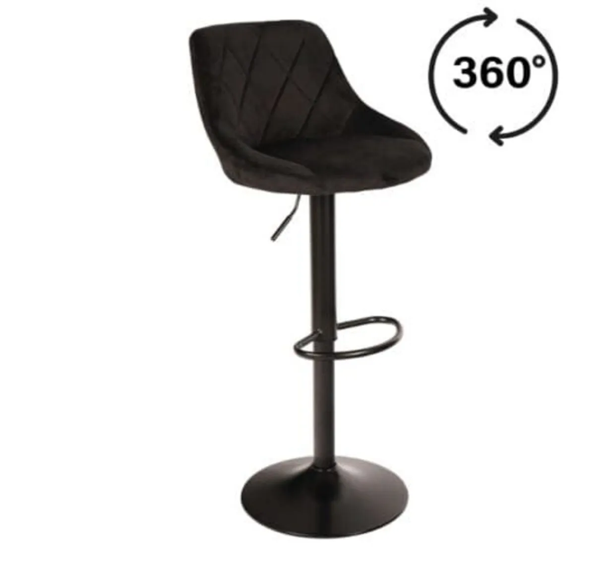 Bar Stool Gold Velvet Seat, Black Metal Base - Image 4