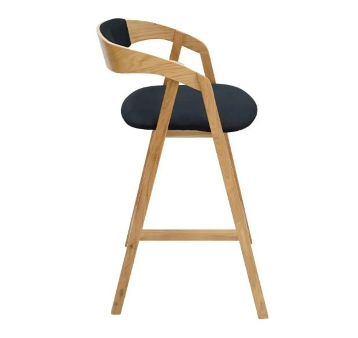 Nordic Oak Lounge Bar Stool with Upholstered Seat - Image 3