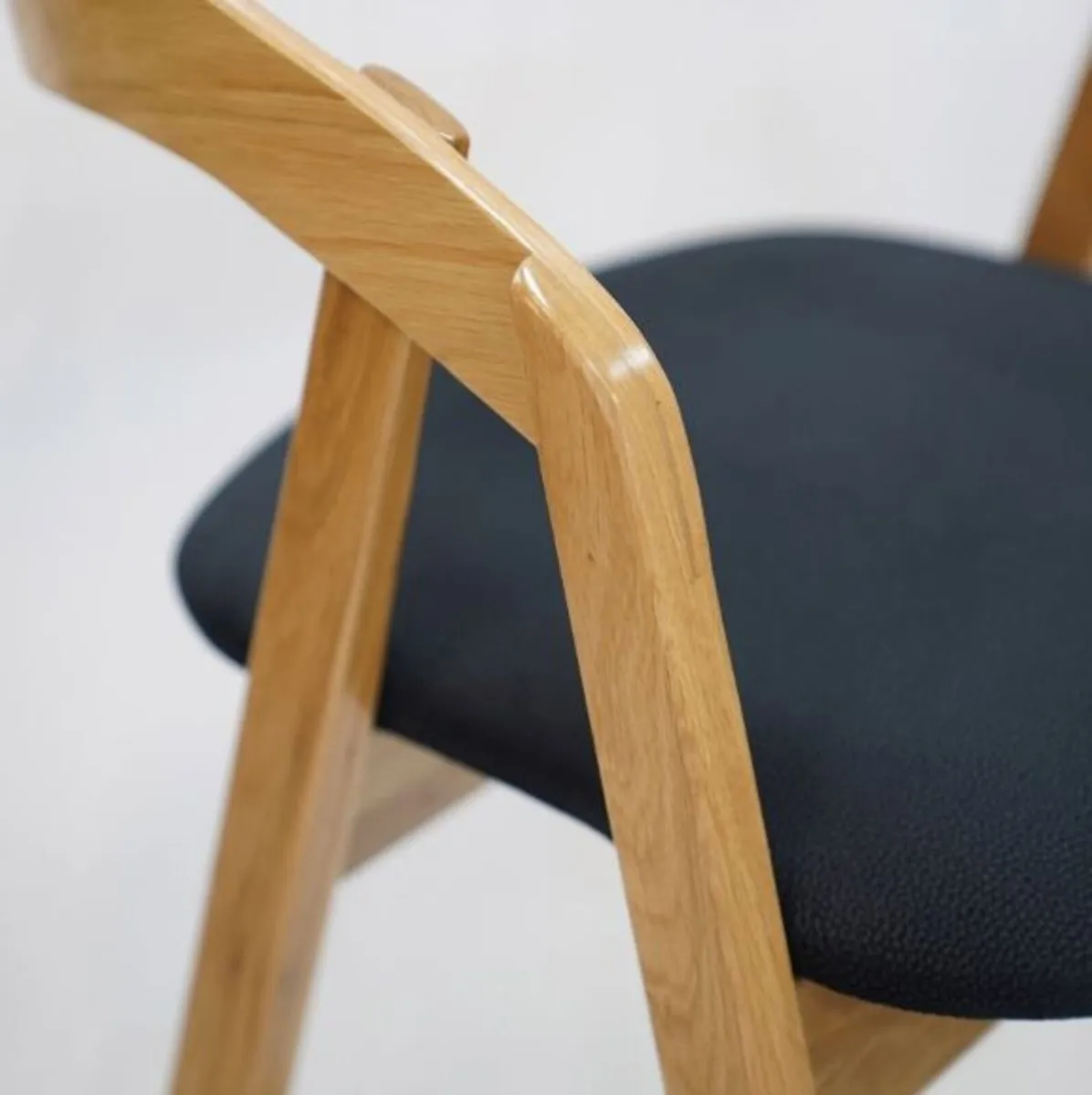 Nordic Oak Lounge Bar Stool with Upholstered Seat - Image 2