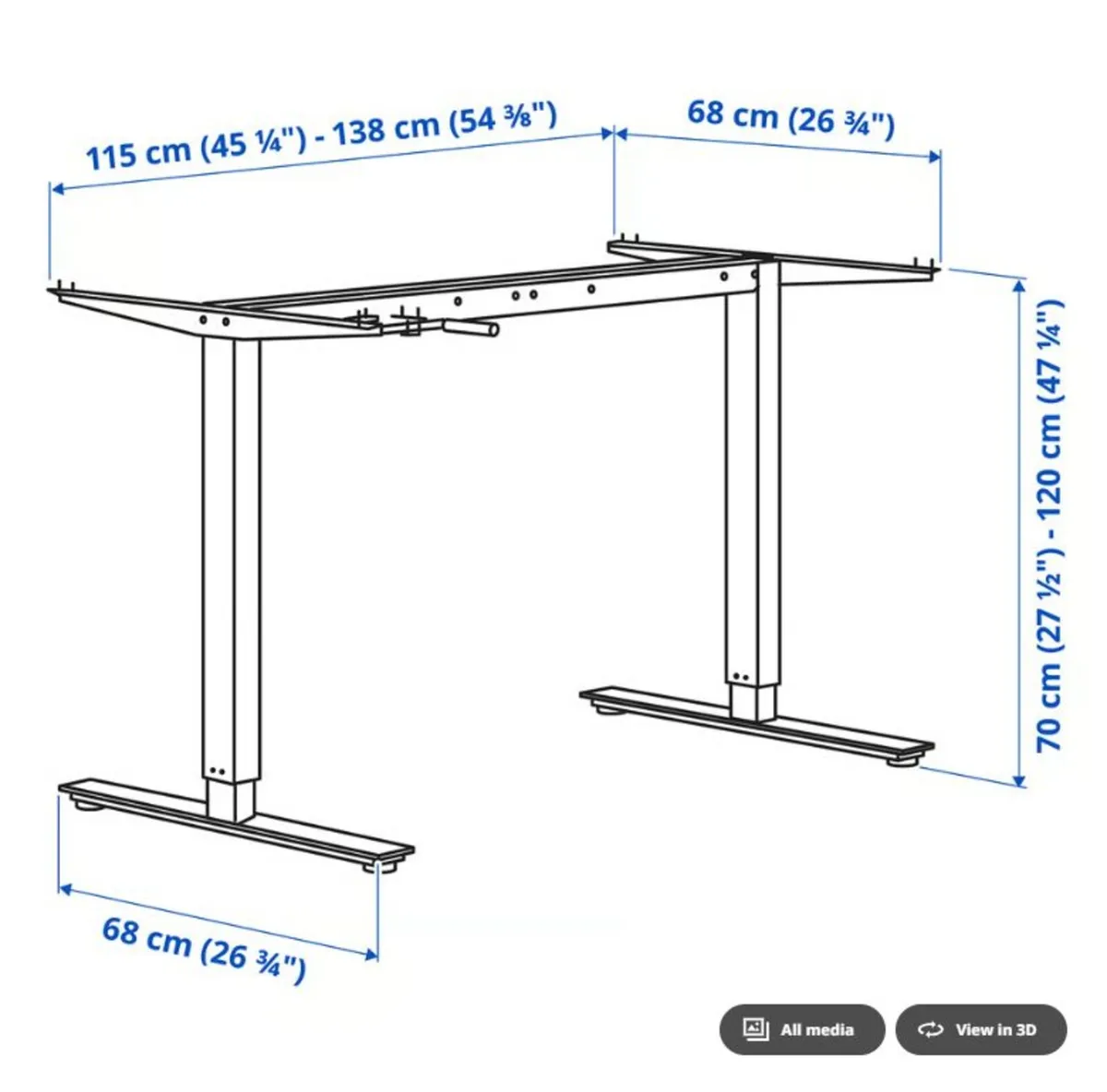 IKEA TROTTEN Sit/Stand Underframe – No tabletop - Image 3