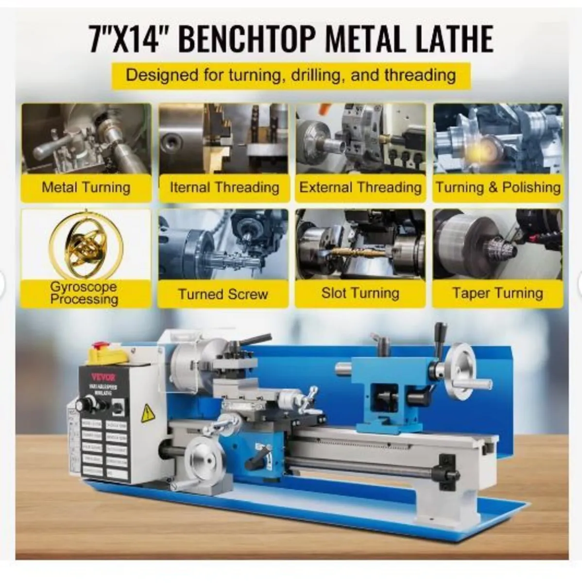Mini Metal Lathe, 180 x 350 mm Benchtop Metal - Image 3