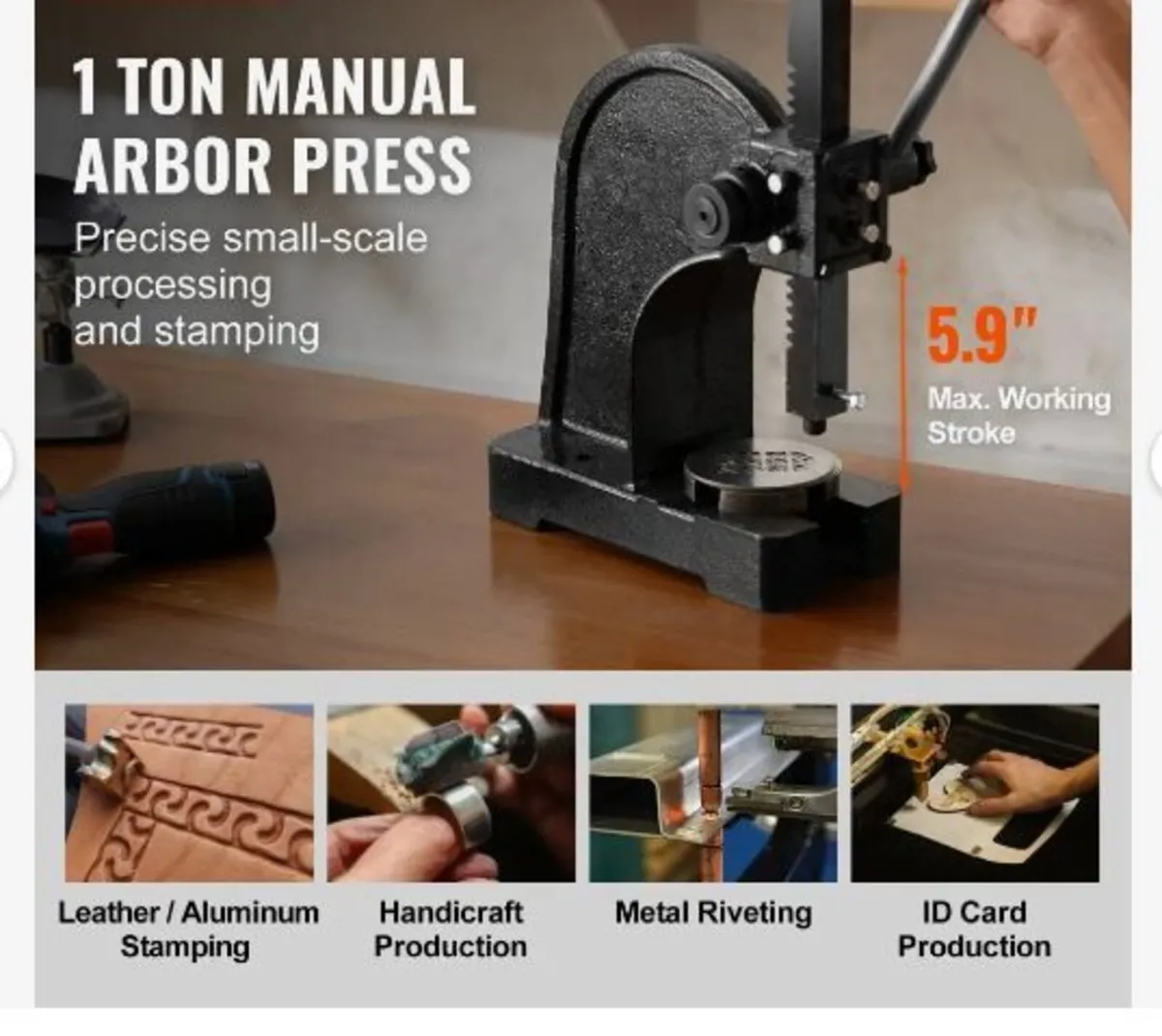 Arbor Press, 1 Ton Manual Arbor Press, 15 cm - Image 3