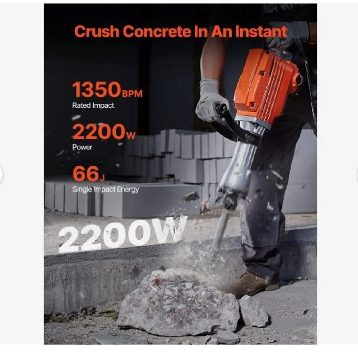 Demolition Jack Hammer Concrete Breaker 2200W - Image 2