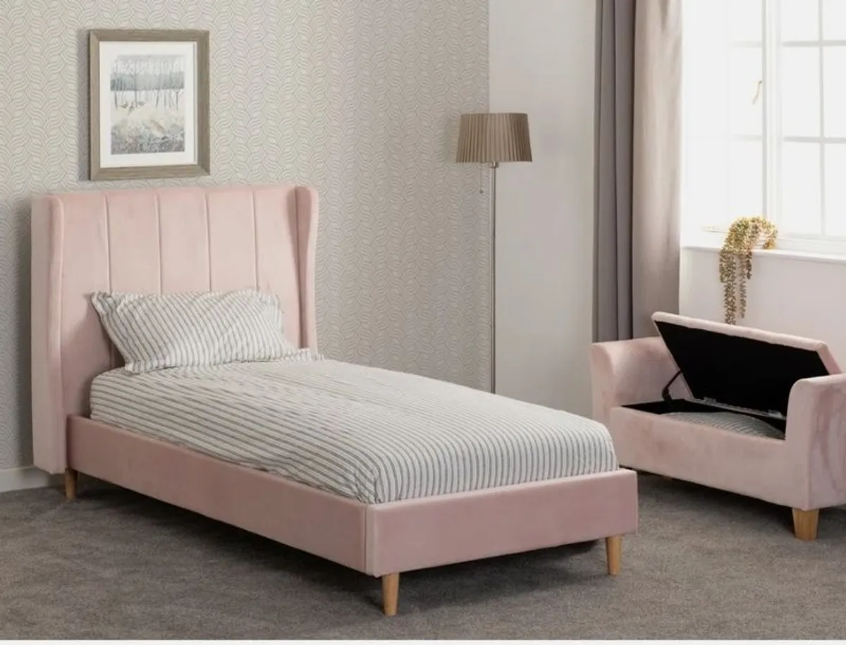 single bed pink velvet