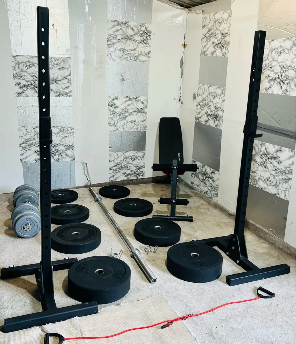 BLKBOX RACK STANDS 120KG BARBELL SET BENCH DUMLS - Image 4