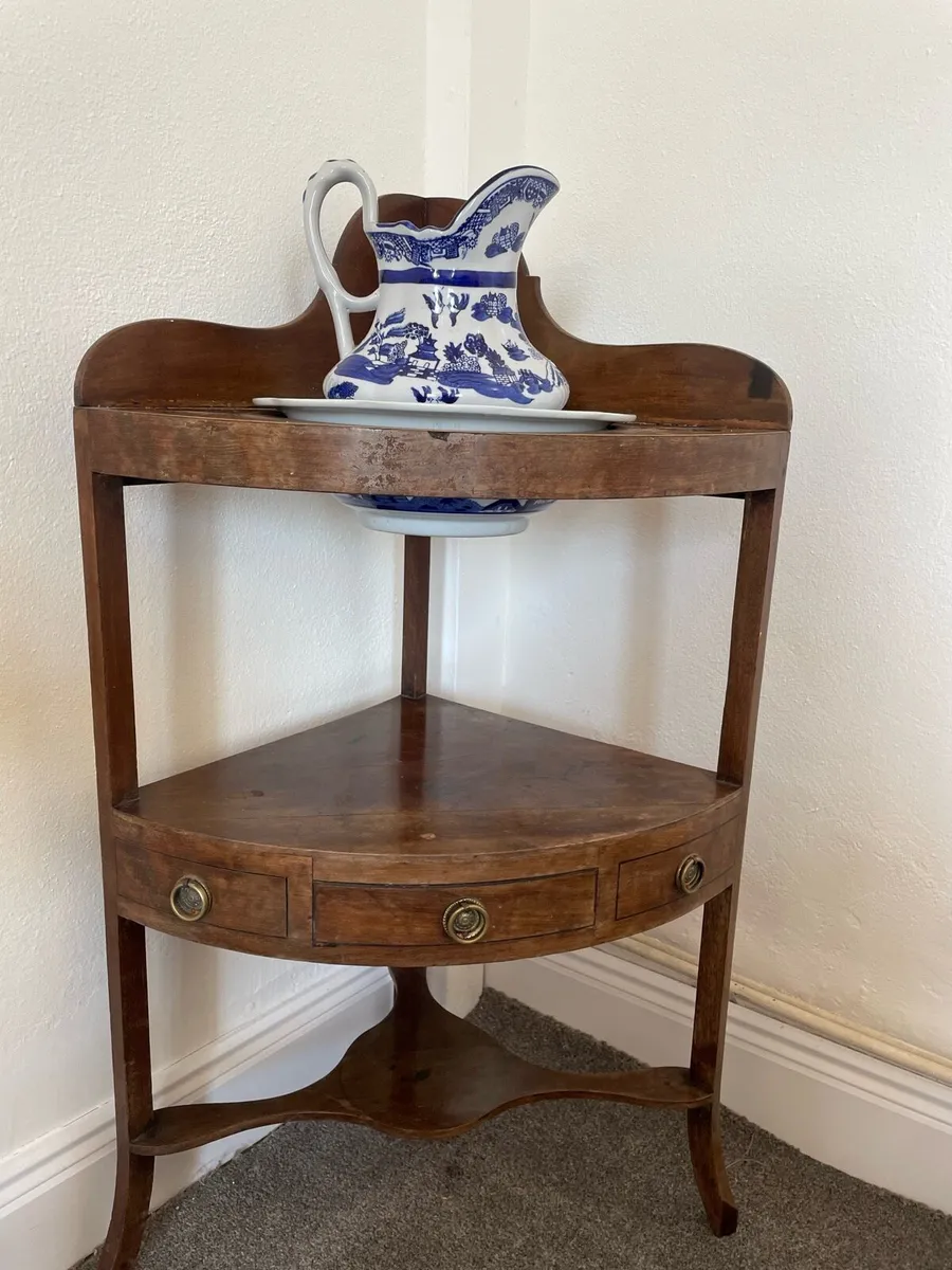 Antique Washstand with Willow Jug and Bowl - Image 2