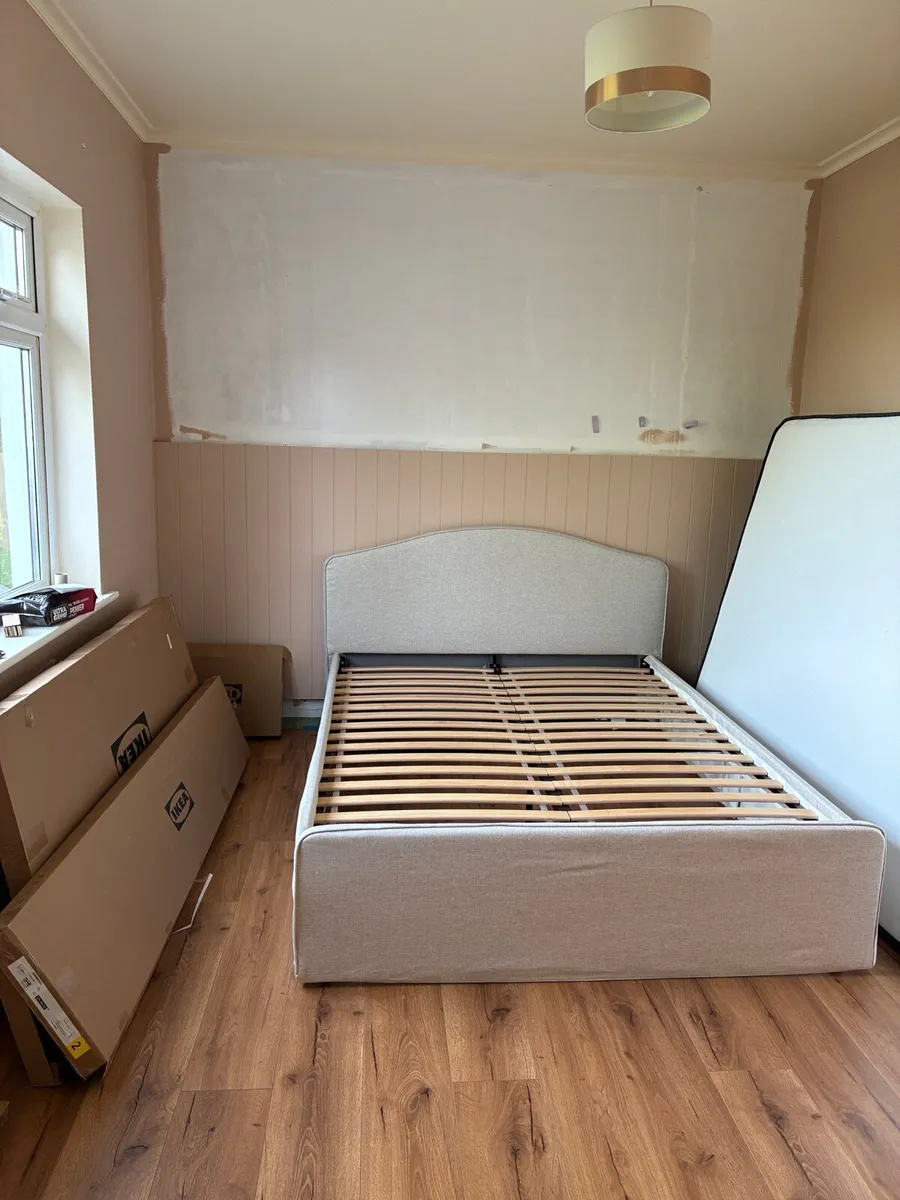 Brand new IKEA Ramnefjall beige king bed frame - Image 1