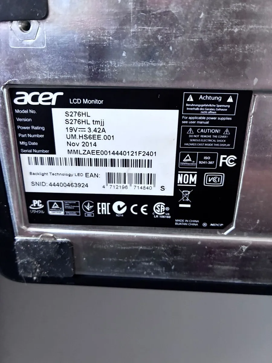 2x Acer 27" Full HD LED Monitors - Image 4