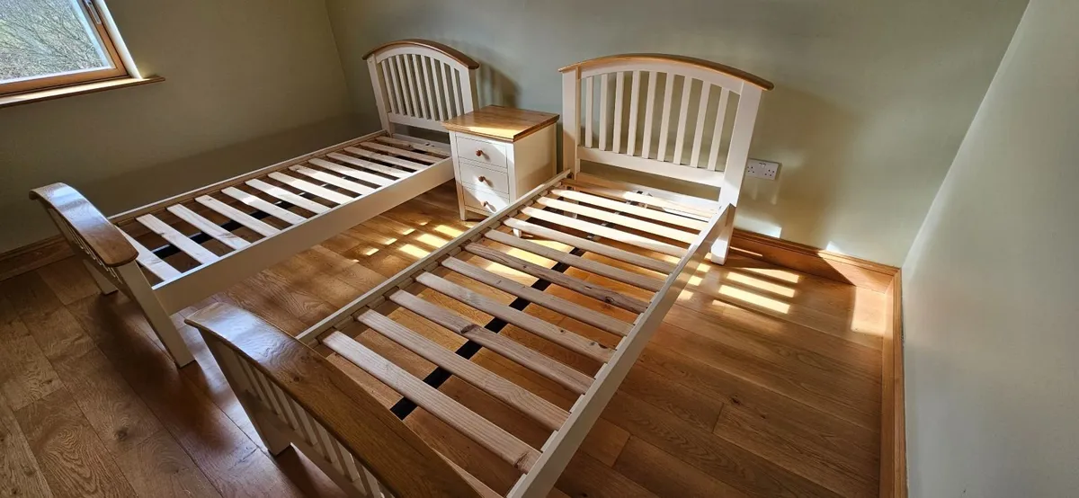 Cream & Oak Single Beds + Locker - Image 2