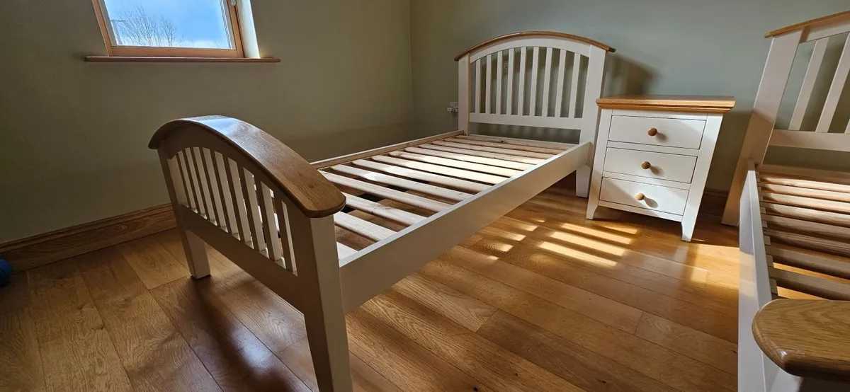 Cream & Oak Single Beds + Locker - Image 3