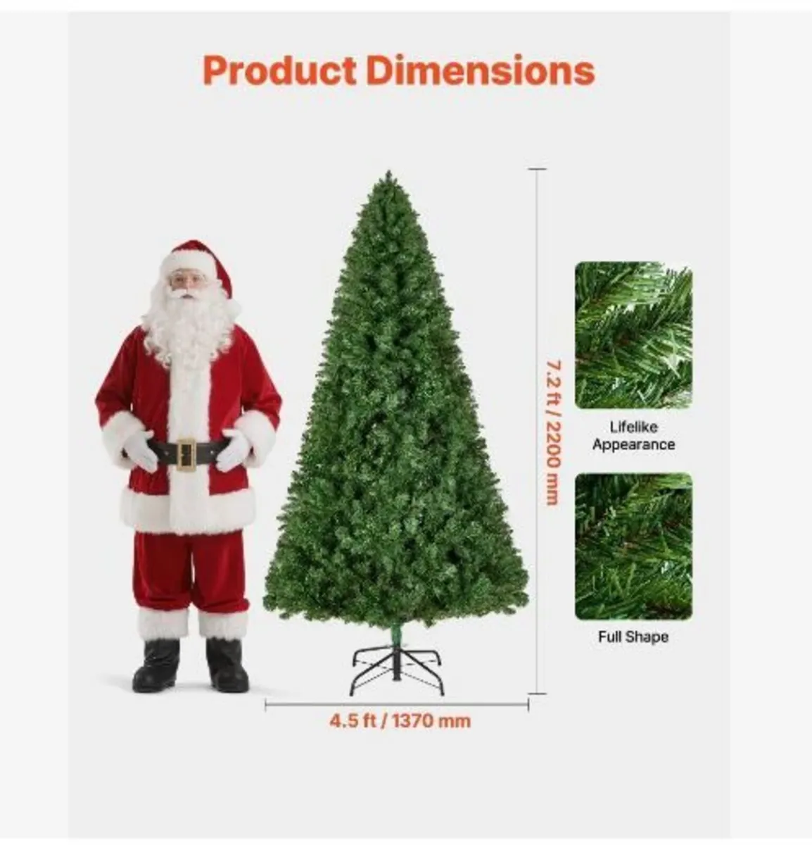 Christmas Tree, 2.2m Artificial Xmas Tree - Image 3