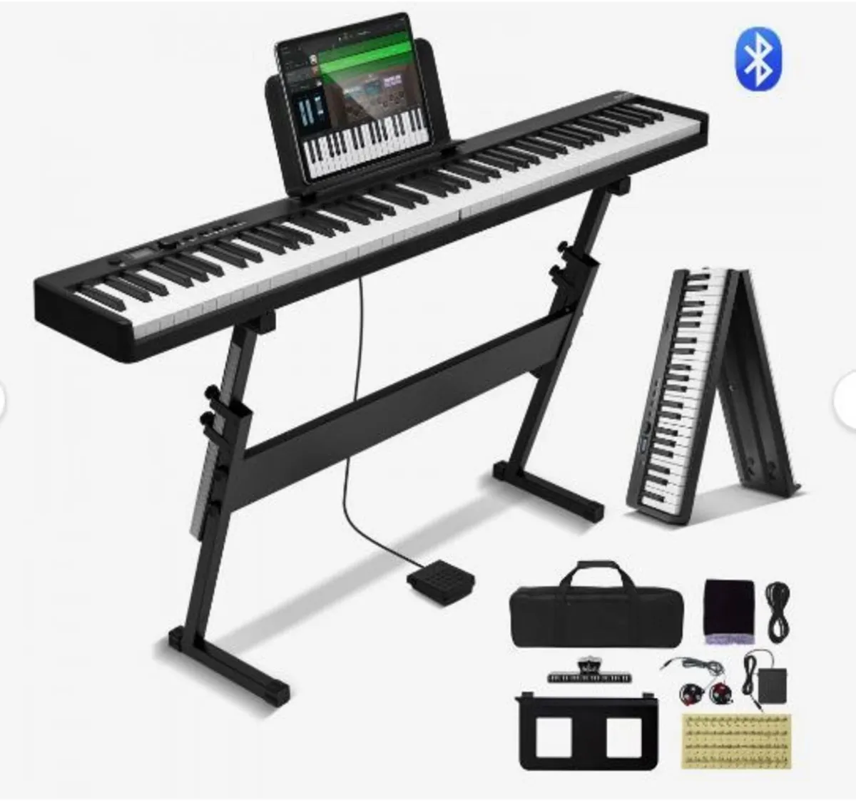 88 Key Folding Keyboard Piano, Bluetooth - Image 1