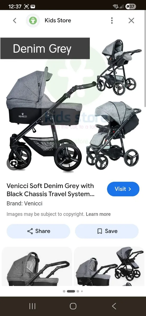 Venicci pram denium grey and black - Image 2