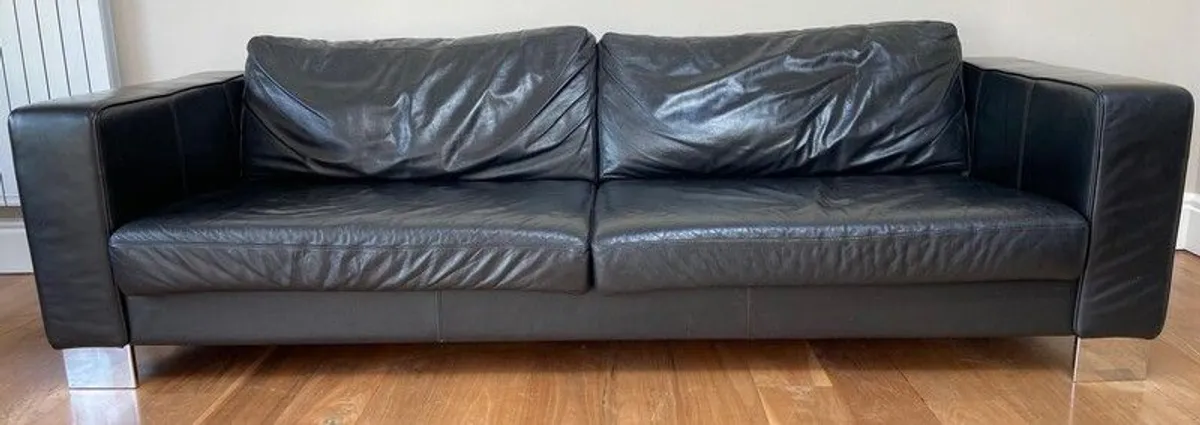 Bo Concept Black Leather Sofa - Image 1