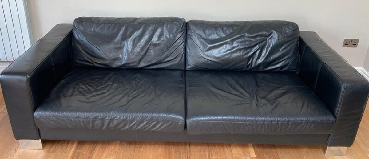 Bo Concept Black Leather Sofa - Image 4