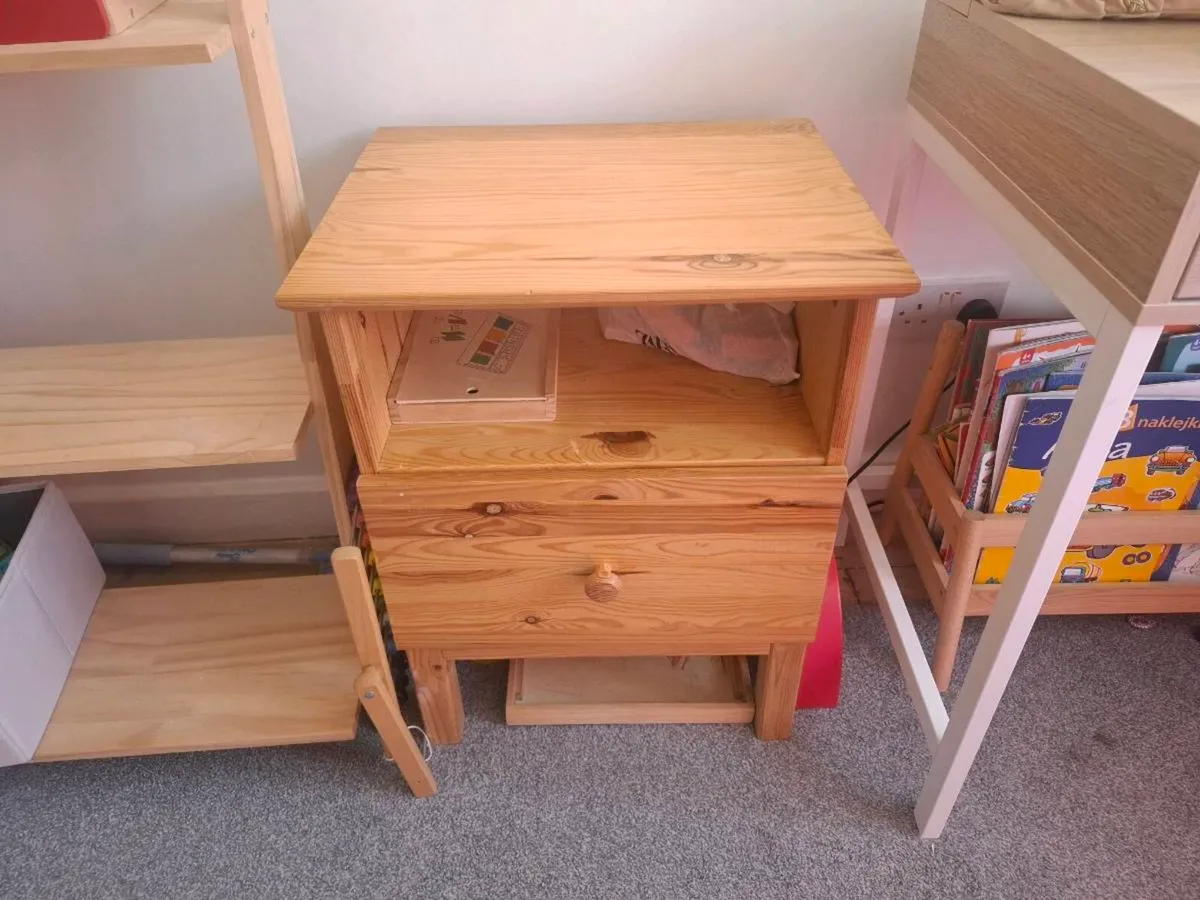 Small bedside table with drawer - varnished