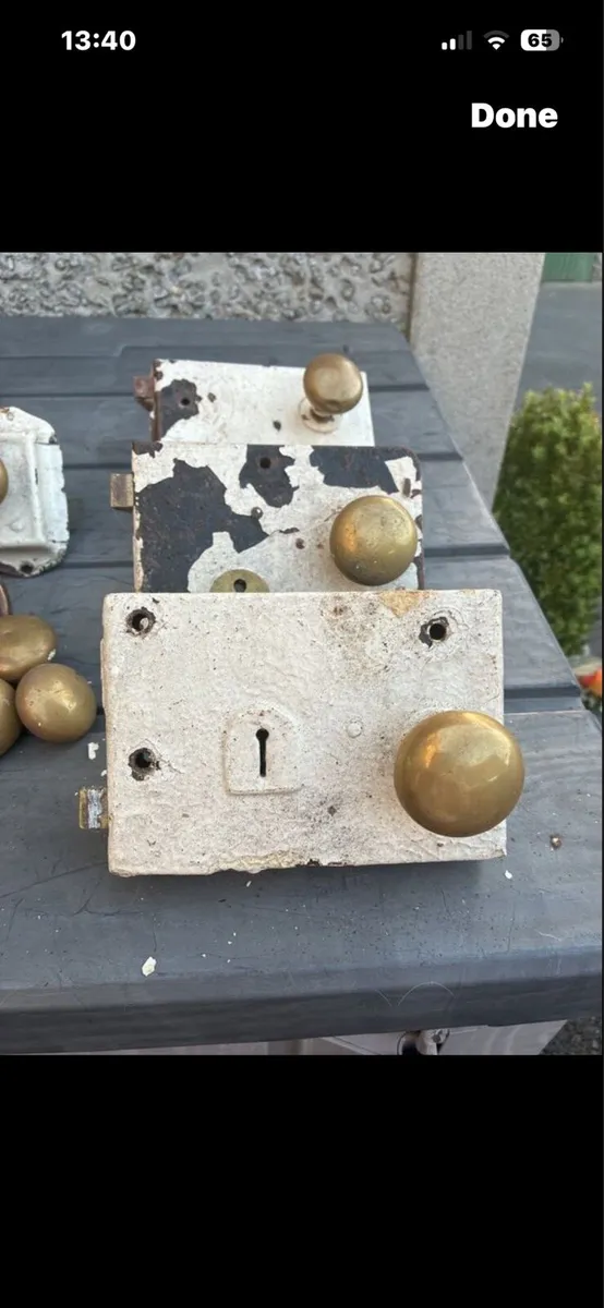 Antique Brass locks and knobs - Image 1