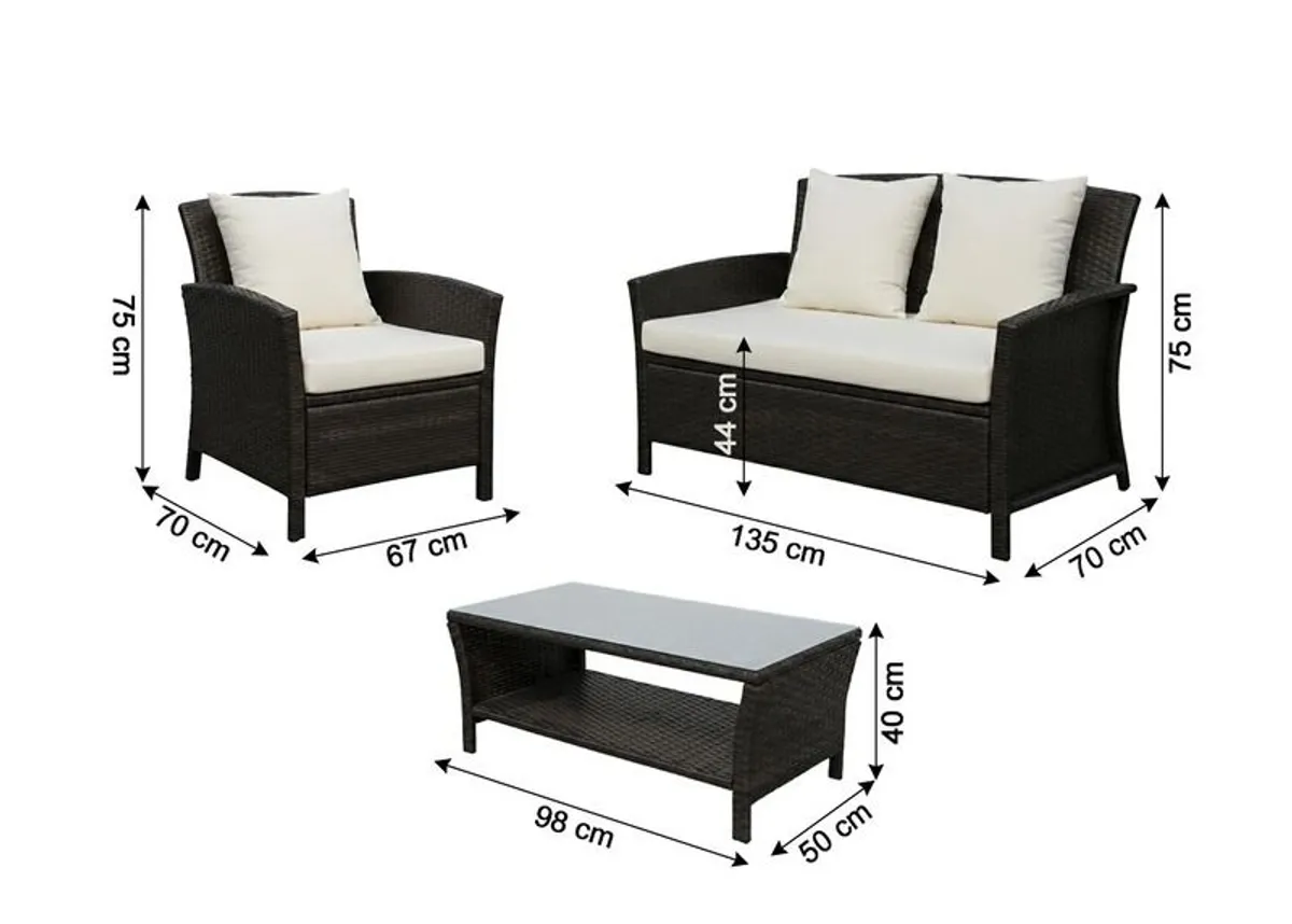 Newport Garden Sofa Set 4 Seater Rattan Outdoor Furniture + Table Patio Terrace Set - Image 4