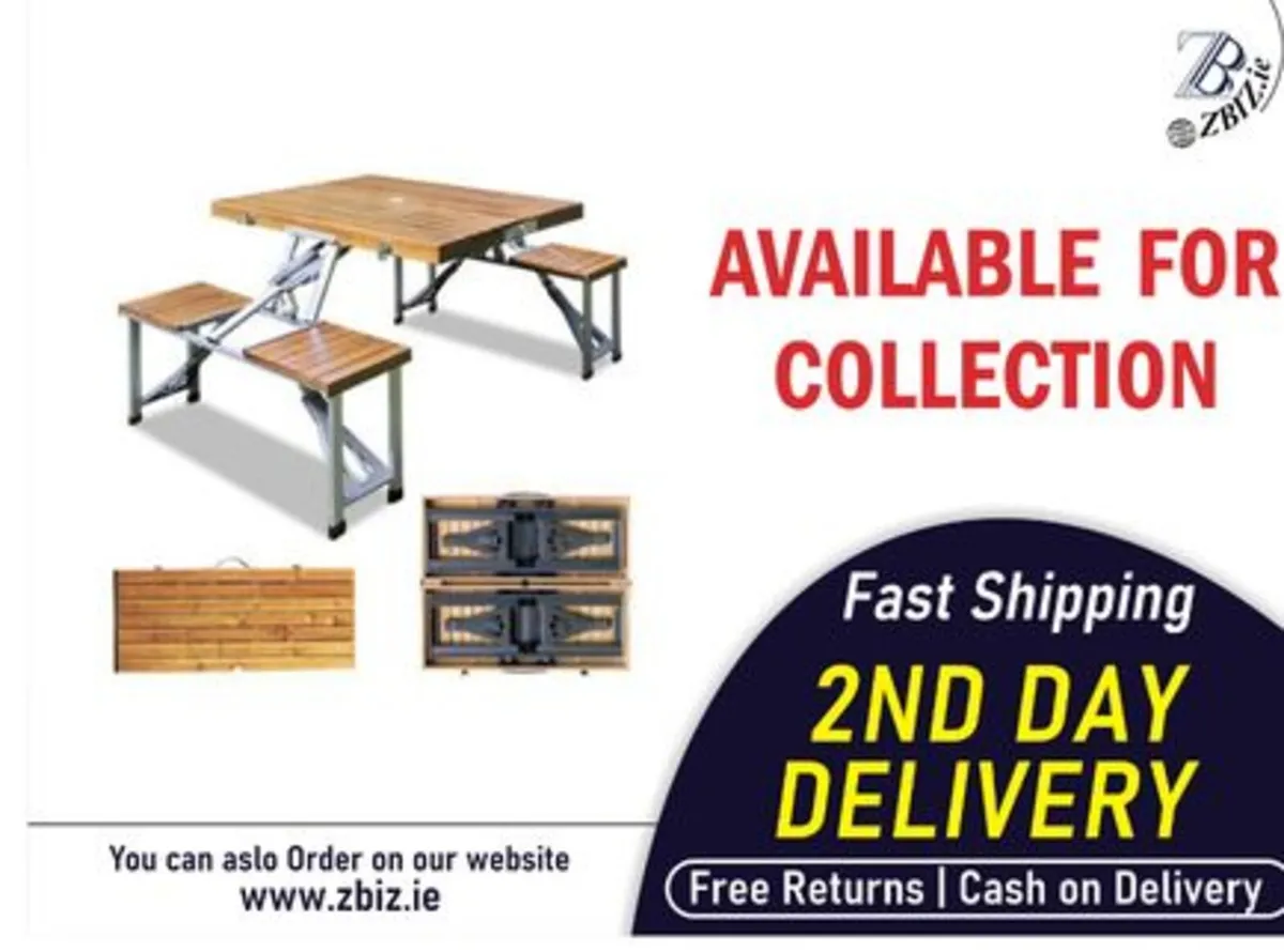 Camping Table Foldable Aluminum with Chairs - Image 1