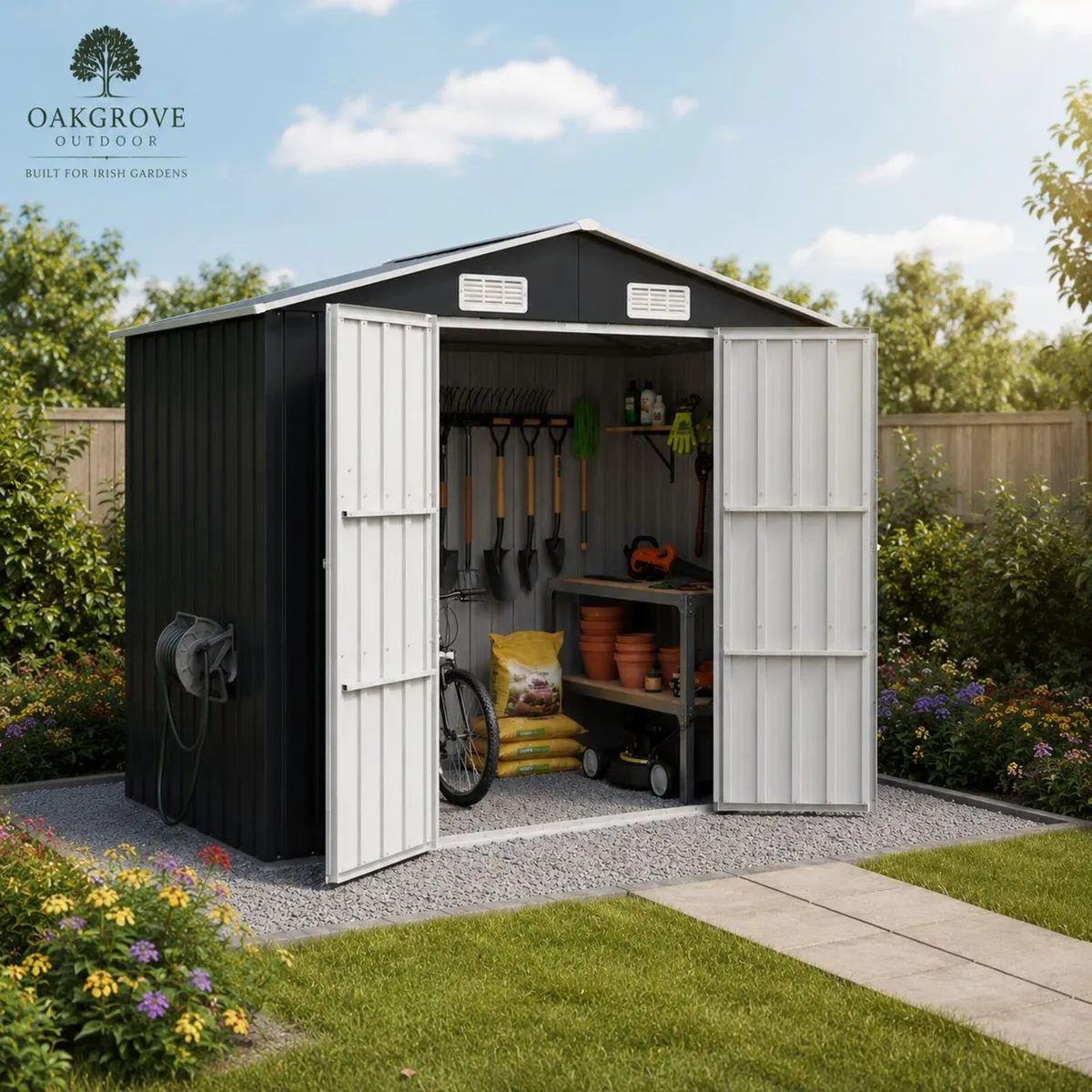 Heavy Duty Metal Garden Shed – 205 x 129 x183 cm - Image 1