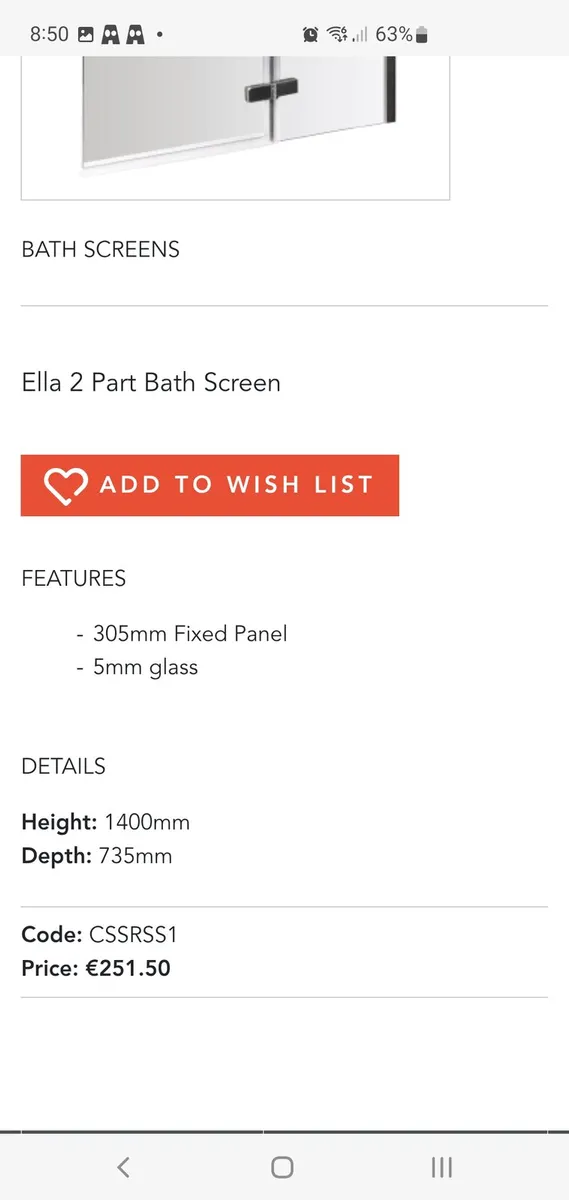R.T Large Bath Screen - Image 2