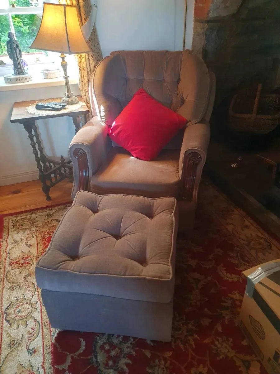 Armchair with matching footstool - Image 1