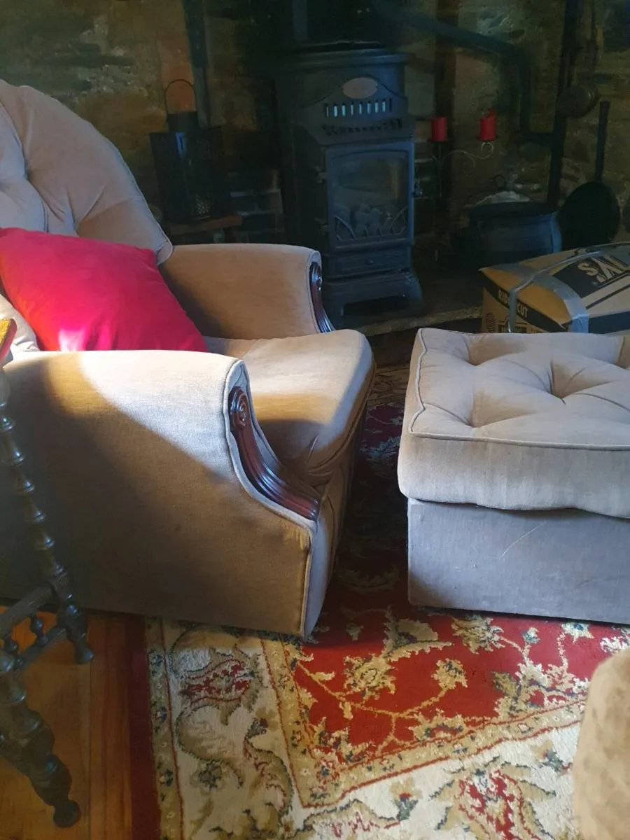 Armchair with matching footstool - Image 2