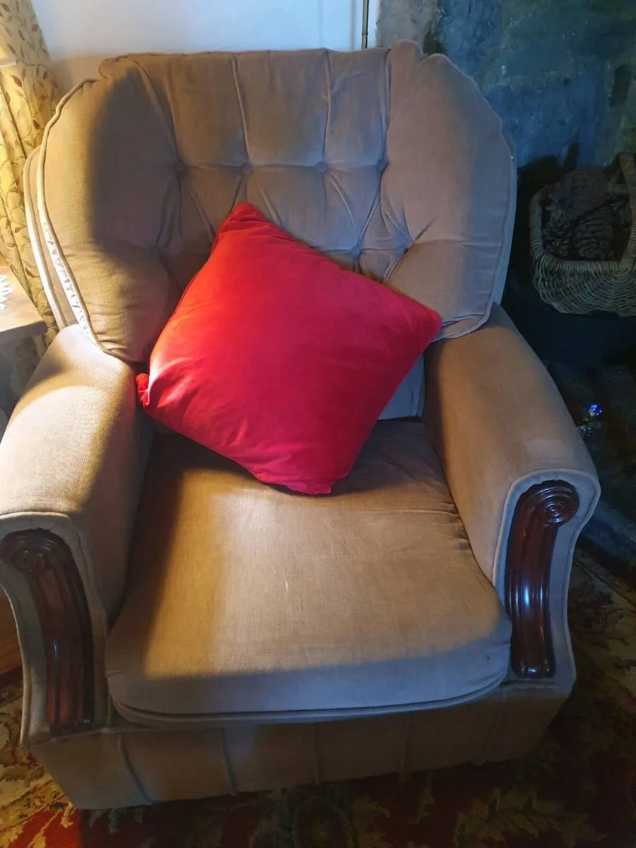 Armchair with matching footstool - Image 3