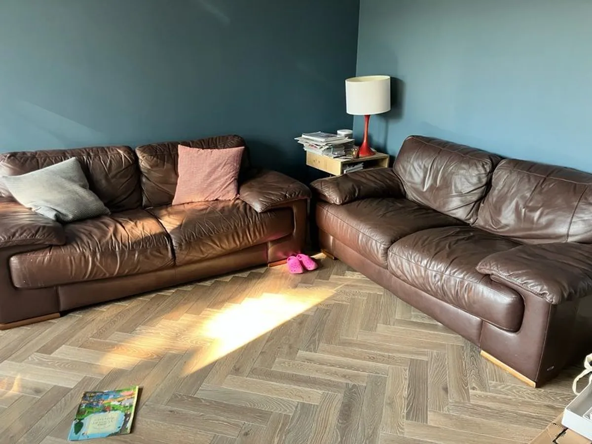 Two Leather Sofas - Image 1