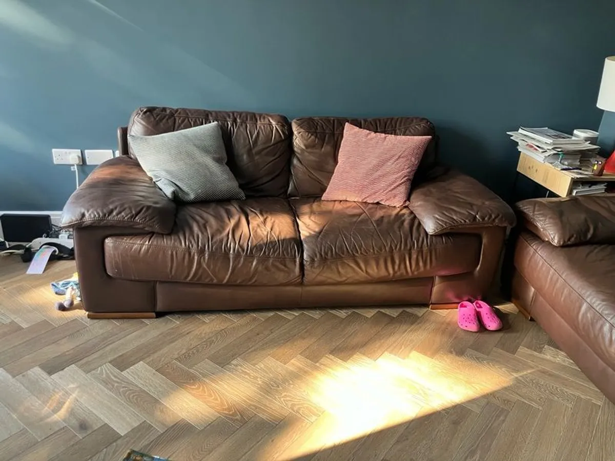 Two Leather Sofas - Image 2