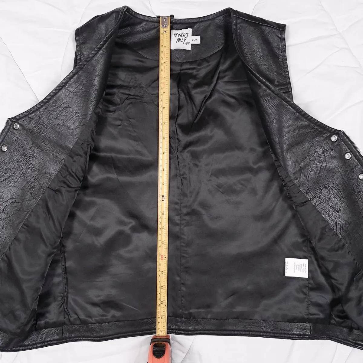 Princess Polly Black Biker Leather Waistcoat XS/S - Image 2