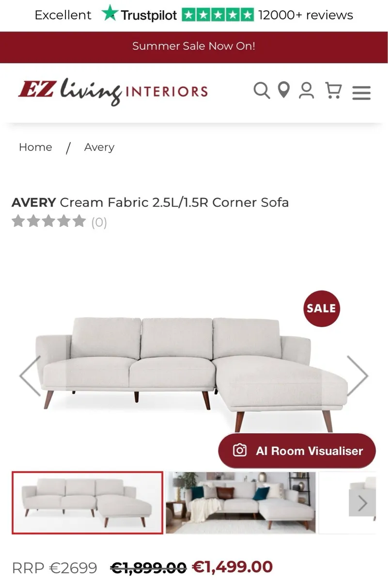 *SAVE €1400* EZ Living Avery Sofa set - Image 2