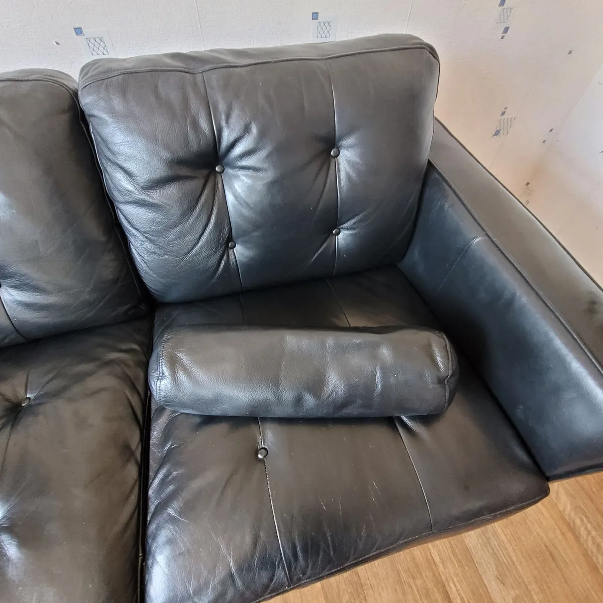 2 Black Leather couches - Image 3